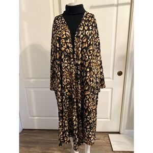 Denim247 Leopard Print Kimono Cardigan Long Sleeve Boho Festival M L